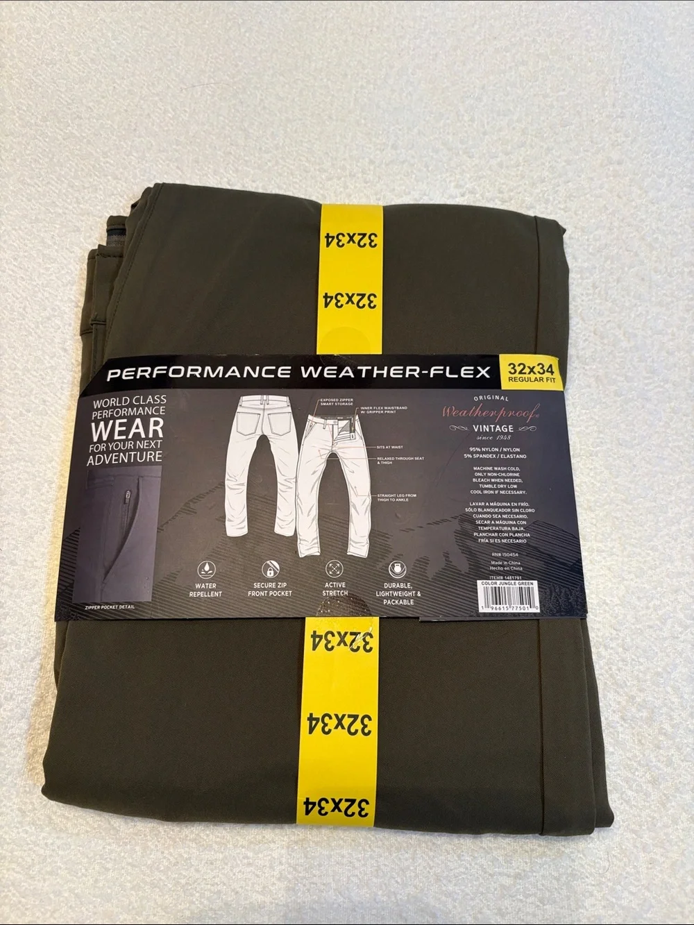 Weatherproof Olive Green Flex Flatfront Chinos